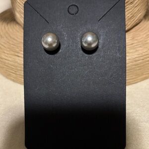 Elegant Silver Pearl Stud Earrings